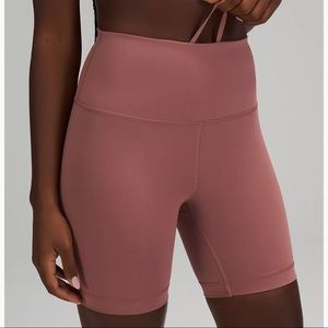 Brand new Lululemon 8” bike shorts in spiced chai